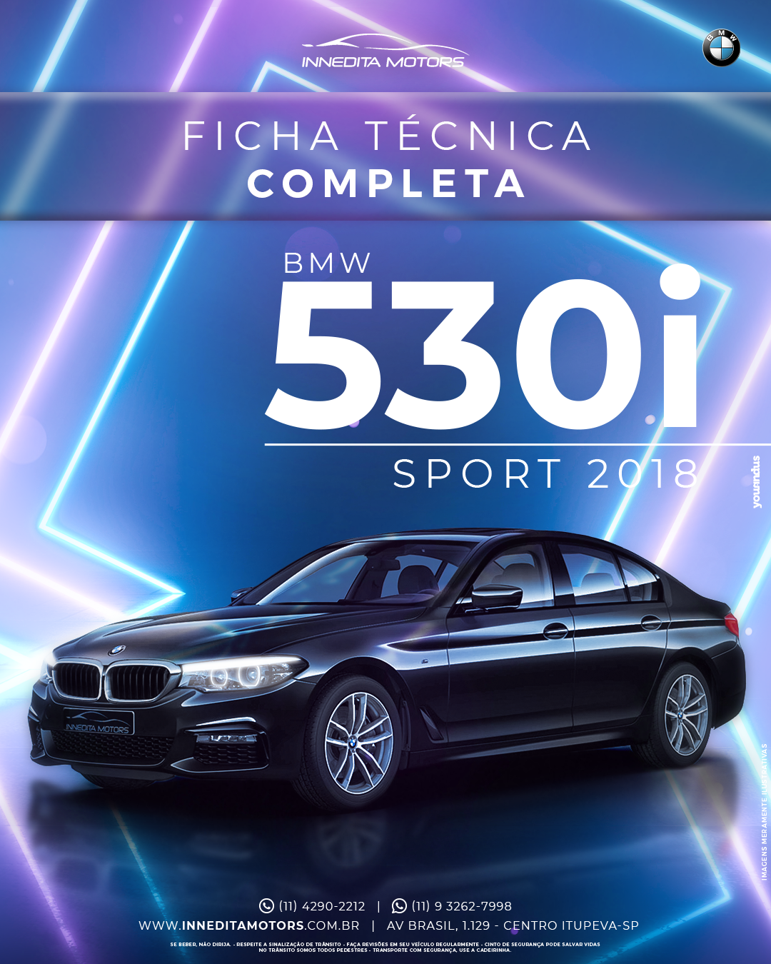 BMW 530i Sport 2018: Ficha Técnica Completa